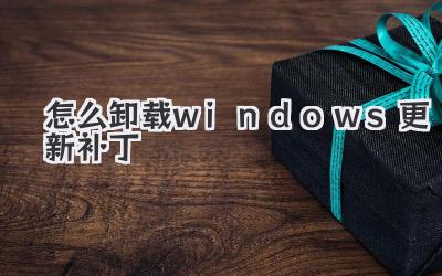 怎么卸載windows更新補(bǔ)丁