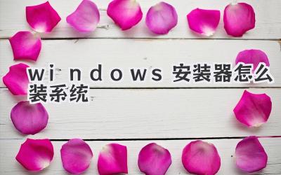 windows安裝器怎么裝系統