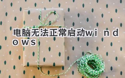 電腦無法正常啟動windows