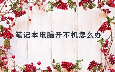 筆記本電腦開不機(jī)怎么辦