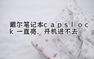 戴爾筆記本capslock一直亮,開機進不去